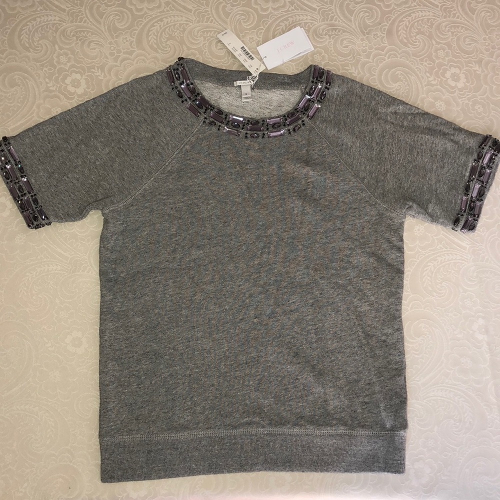 J. Crew Grey Top with Beads